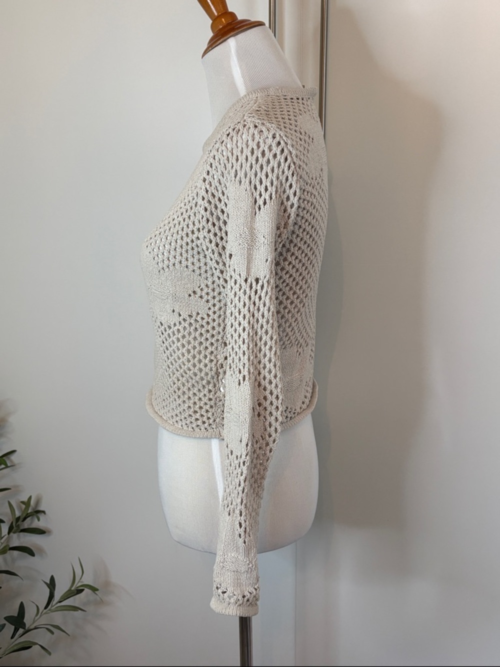 Z Supply Neutral Open-Knit Crewneck Sweater | XS - Picture 3 of 8